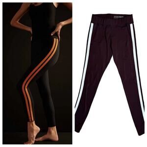 JAMES PERSE Y/OSEMITE Brown White Double Side Stripe Performance Leggings Womens